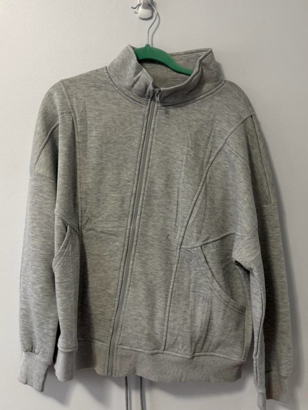 Light Gray Full-Zip Sweatshirt Jacket